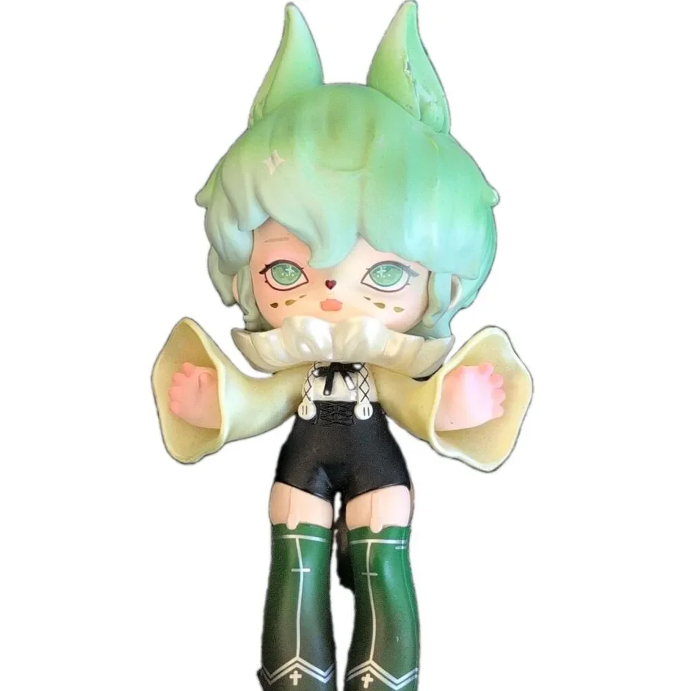 Green-Haired Fox Girl Anime Figure Anthropomorphic Plastic, Tail, Ears